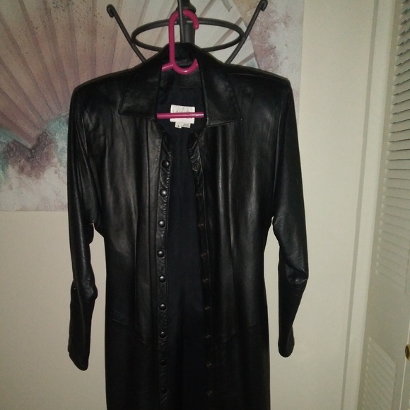 VAKKO BLACK LEATHER / COAT DRESS - Picture 4 of 7